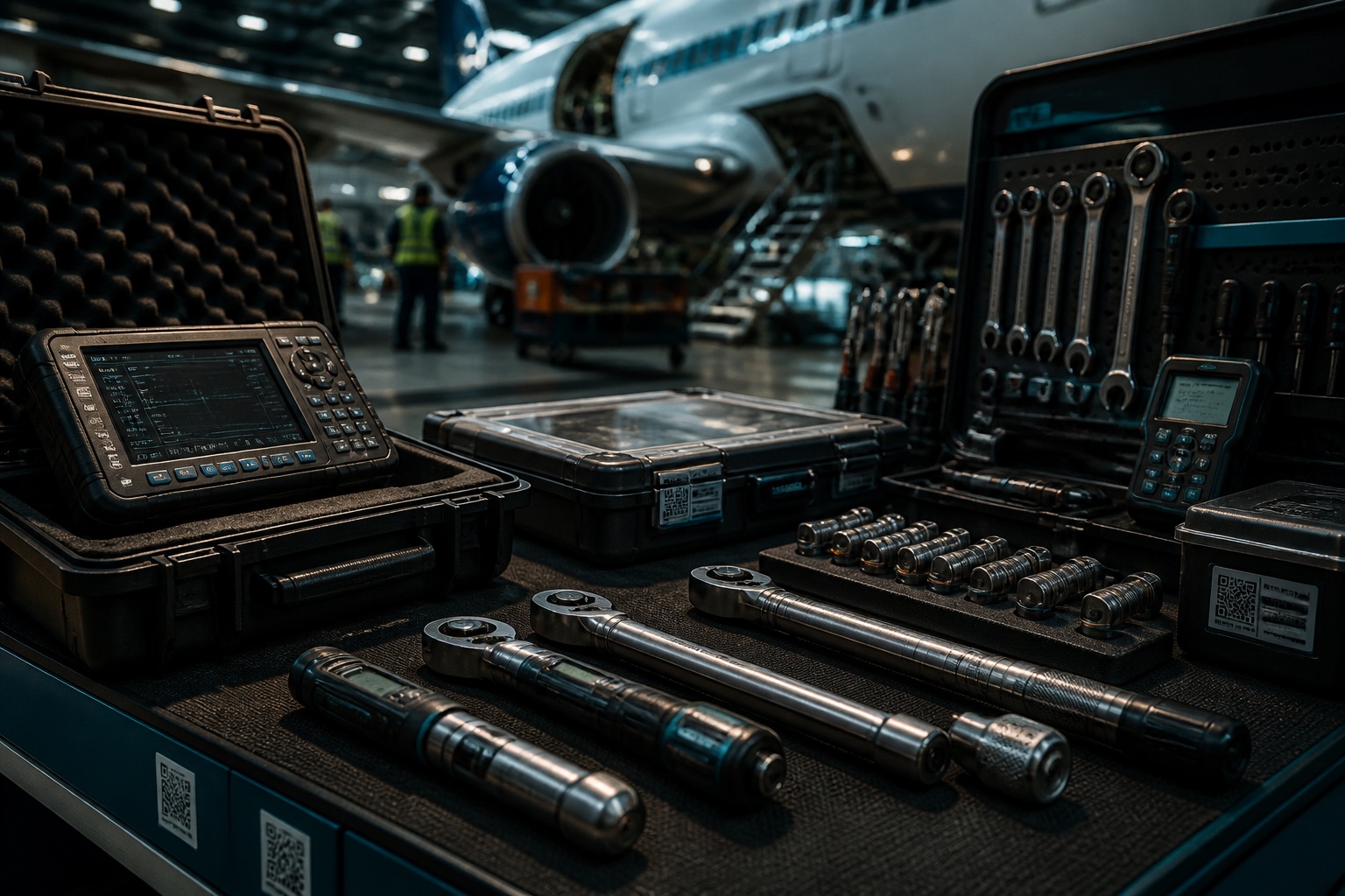 Organised calibrated aviation tooling workbench